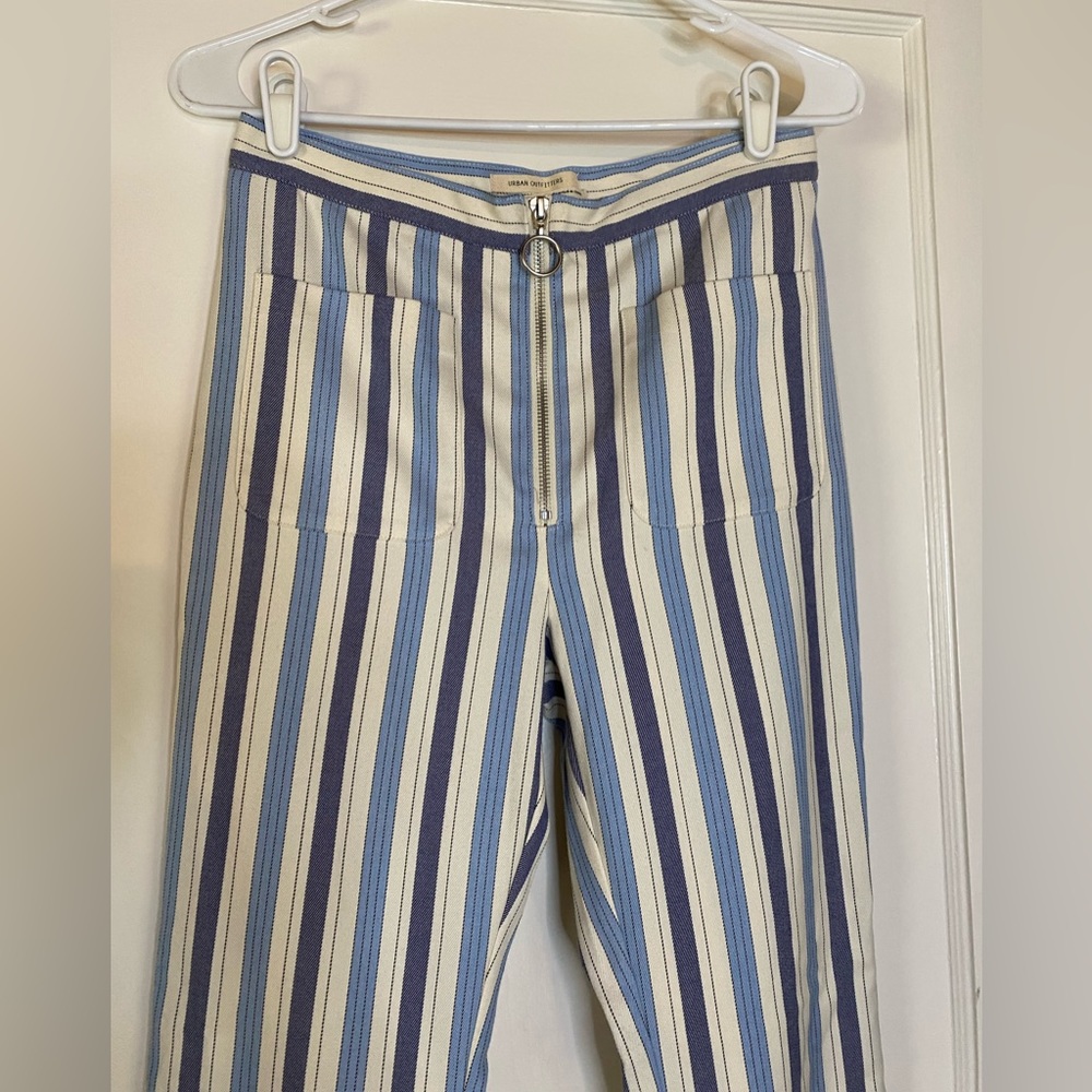Urban Outfitters Blue, Navy & White Vertical Stripe Bootcut Pants